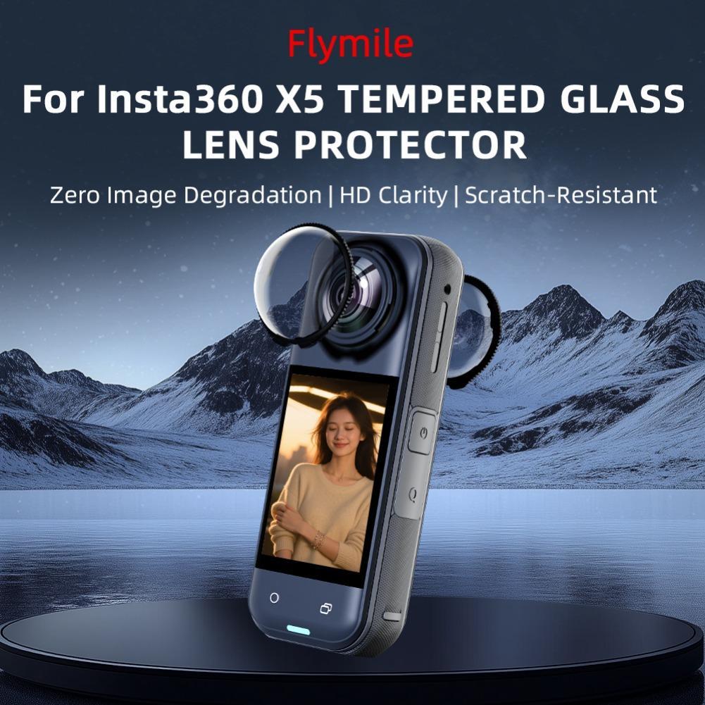For Insta360 X5 PC Lens Protector Cover Optical Glass Camera Lens Dust Proof Cap Scratch-resistant HD PC Lens Accessories