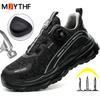 Mode Schutzschuhe Arbeitssneakers Herren Drehbarer Knopf Sicherheitsschuhe Herren Durchstichfest Unzerstörbare Schuhe Stahlkappenschuhe