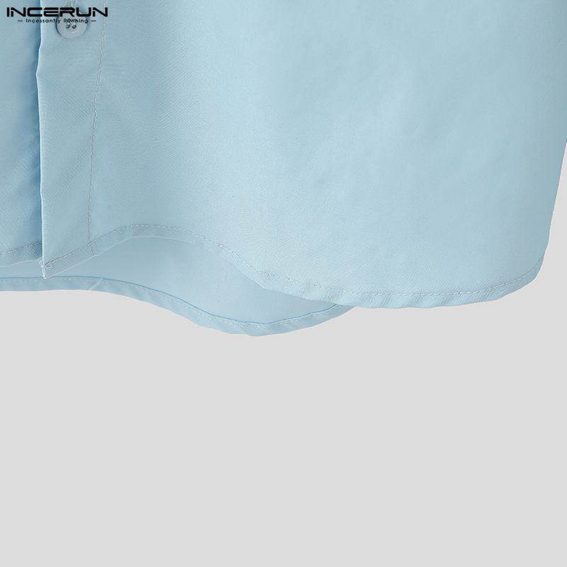 INCERUN Herren V-Ausschnitt Knöpfe Lässig Langarm Hemden