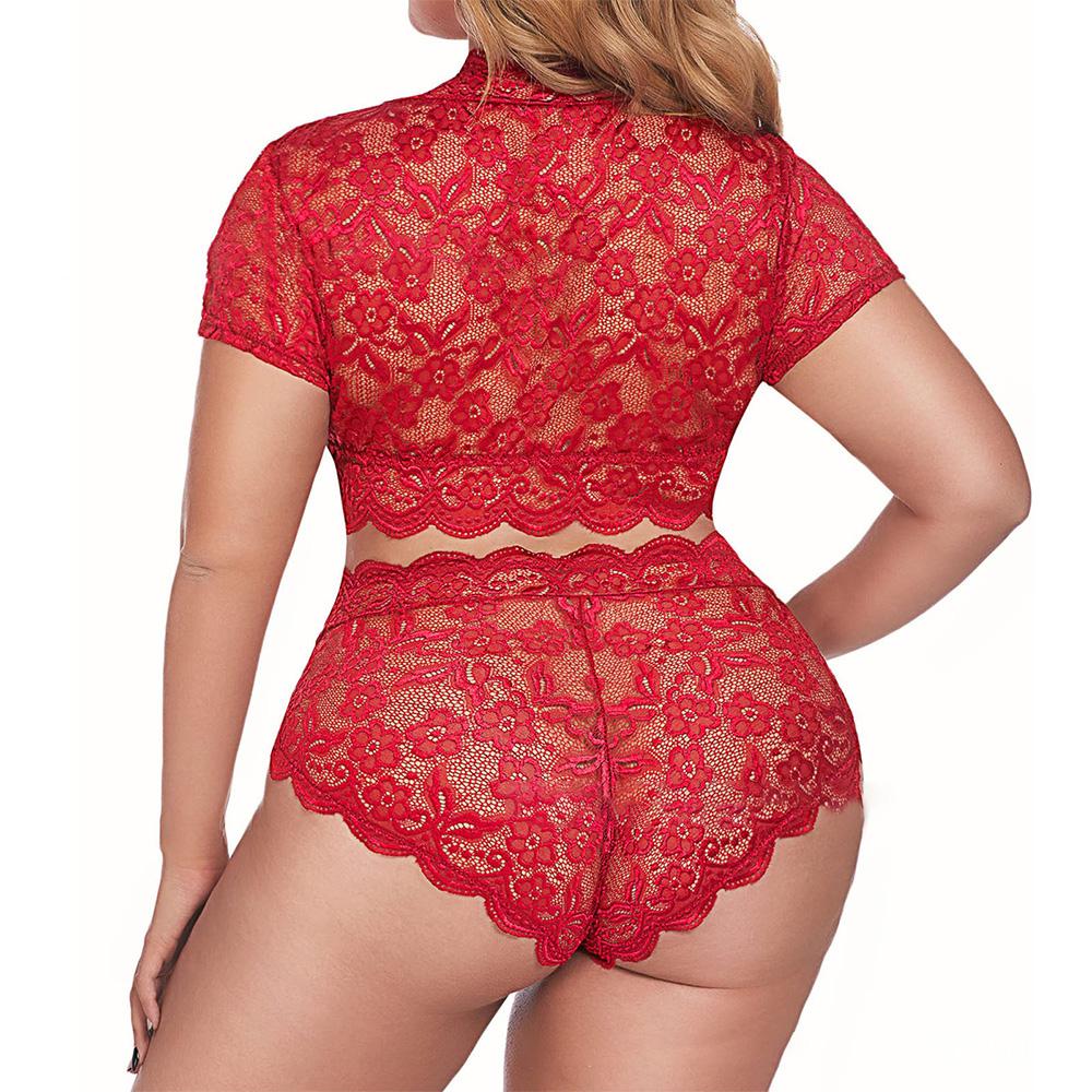 Buy Plus Size Women Sexy Lingerie Short Sleeve Crop Bra Briefs Panties Set  Nightwear at affordable prices  free shipping, real reviews with photos   Joom