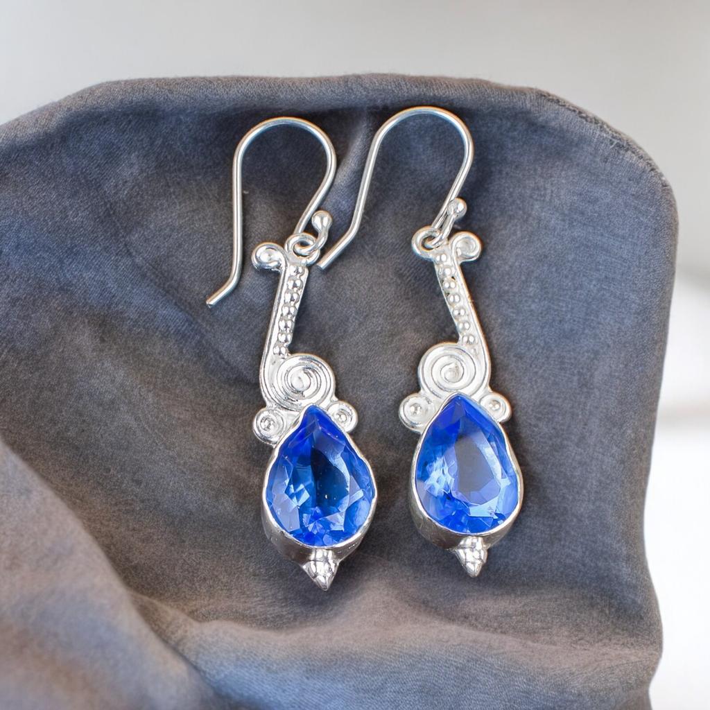 Genuine Tanzanite Gemstone 925 Sterling Silver Pretty Jewelry Earrings For Mom EE-37-6