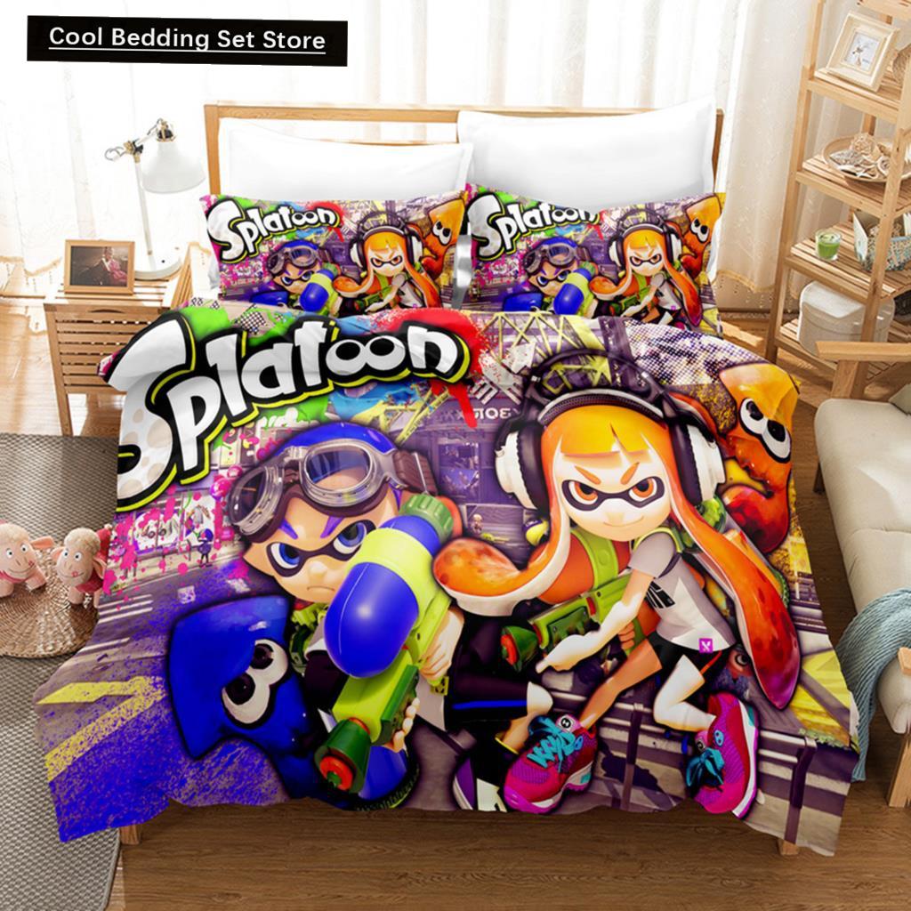 Splatoon Bedding Set Single Twin Full Queen King Size Kawaii Boys/girls Bed Set Aldult Boys Bedroom Duvet Cover Sets 3D Print