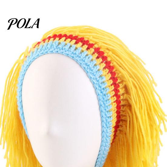 Perückenmütze, Hohe Elastizität Gestrickte Wolle Handgehäkelt Lustige Mütze, Dreads-Design Wollene Perückenkappe für Party Halloween Tägliches Tragen