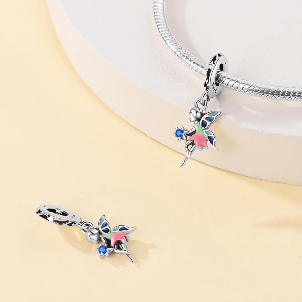 Original Copper Charms Butterfly Flower Girl Beads Fit Bracelet Accessories Women Jewelry Making Fine Jewelry Gift
