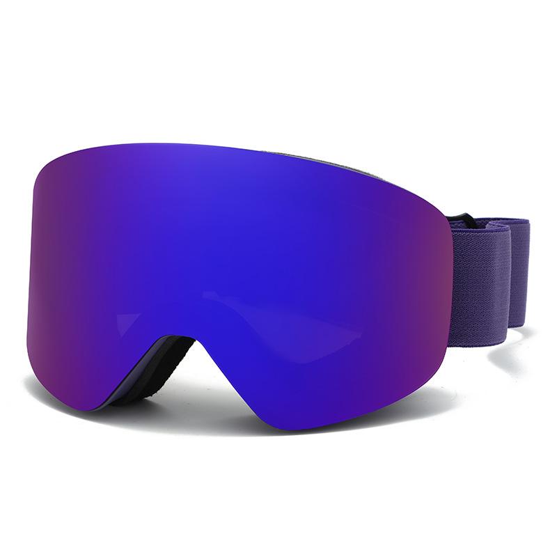 Magnetic ski goggles with cylindrical double-layer anti-fog protection for children and adults, large spherical ski goggles compatible with