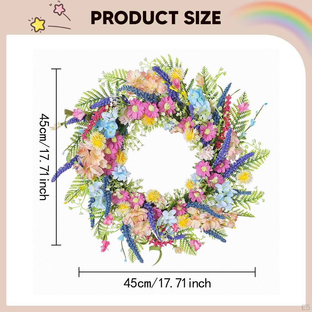 Artificial Flower Garland And Silk Leaves, Decorative Hanging Wreath for The Front Door, Party