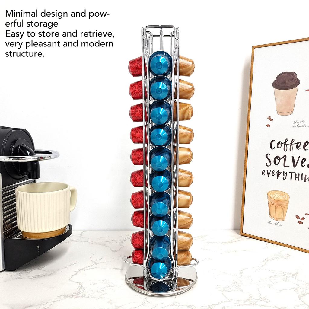 40 Capsule Coffee Pod Holder 360 Degree Rotating Carousel Storage   Dispenser for   Capsule