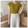 Summer Knitted T-Shirt Women Shirts Pullover Crop Tops Short Sleeve Female Elastic Slim Casual Knit Tee Women's T-Shirts