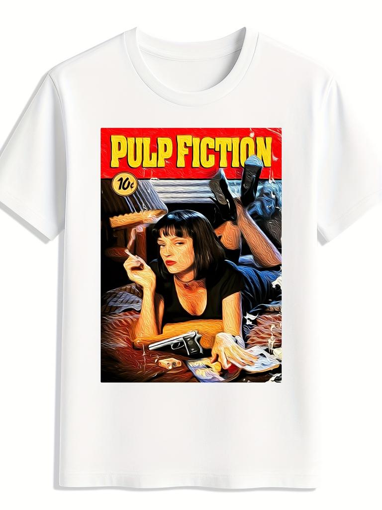 Black Casual Tshirt with Round Neck Short Sleeve Summer Everyday Tshirt with Classic Movie Design Light and Breathable