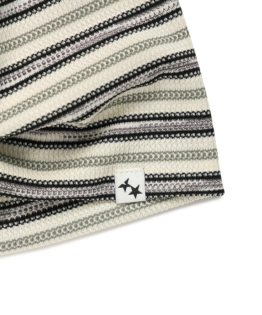 CAVISH Striped Button Beanie Ivory(Cv2Gsuab21A)