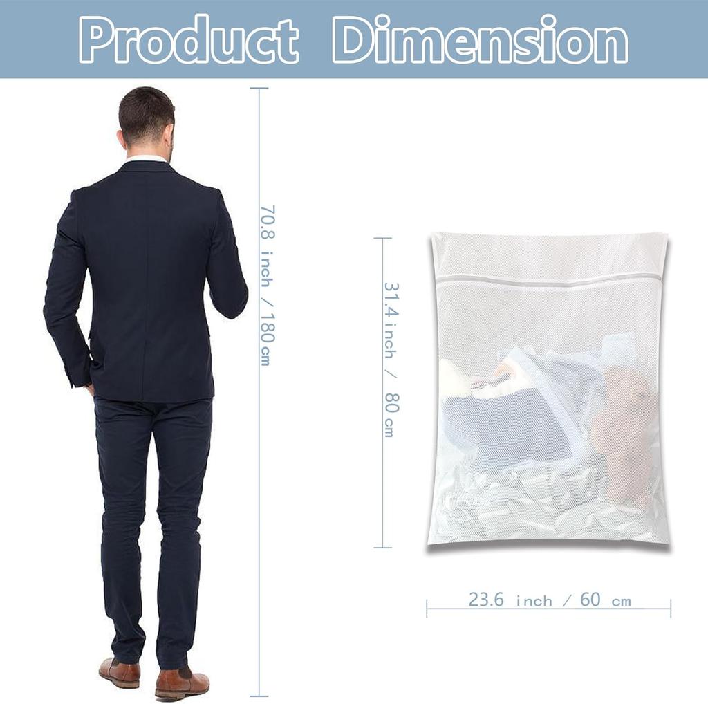 Extra Large Mesh Laundry Bags 31x23 Inch ,2 Pack Heavy Duty Washing Bags with Zipper Delicates Clothing Bedding Sweaters Robes Toys - Includes Fine