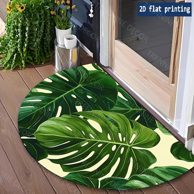 1Pcs Tropical Fern Semi Circle Welcome Doormat Non-Slip for Outdoor Patio Porch Kitchen Bathroom Entryway Floor Mat