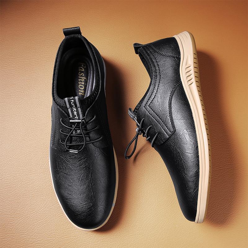 Casual Leather Man Shoes Soft Sole Business Lace-Up Men Shoes Lightweight Breathable Style for Men Loafers Outdoor Driving Shoes