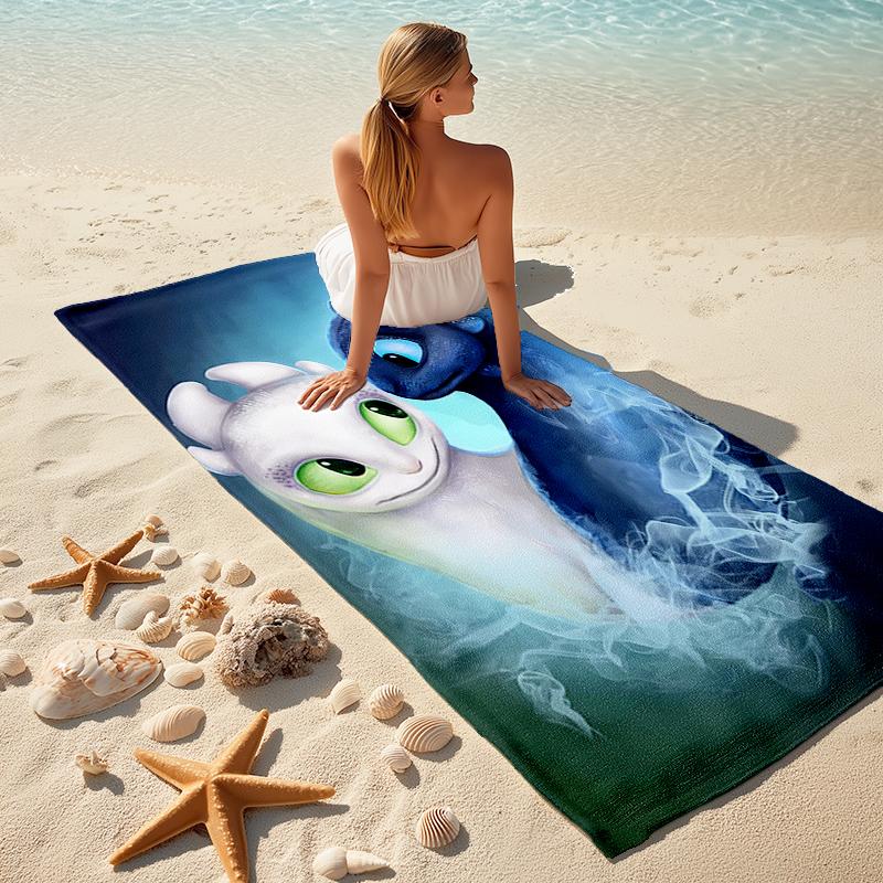 1pc Toothless2 Beach Towel, Comfortable and Thick, and Swimming/Bath/Picnic/Camping Towel, Suitable for Seaside Beaches
