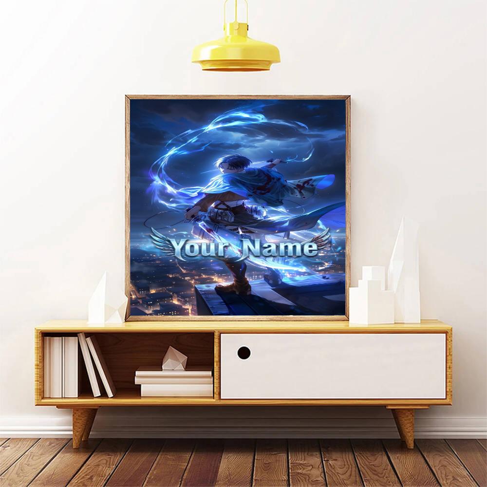 Attack Titan Customize Your Name Diamond Painting Round Diamond Rhinestones Mosaic Diamond Embroidery Wall Paintings Rhinestones Gift Frameless