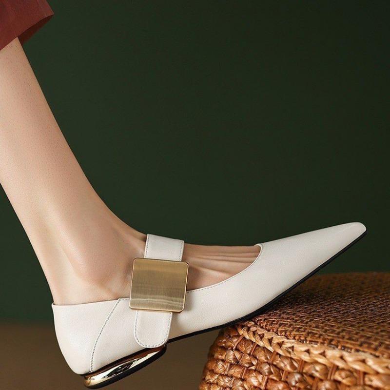 Fashion French Style Women Nature Suede High Thick Heels SmallHut New 2025 Spring Square Toe Pumps Elegant Lady Metal Decoration Shoes