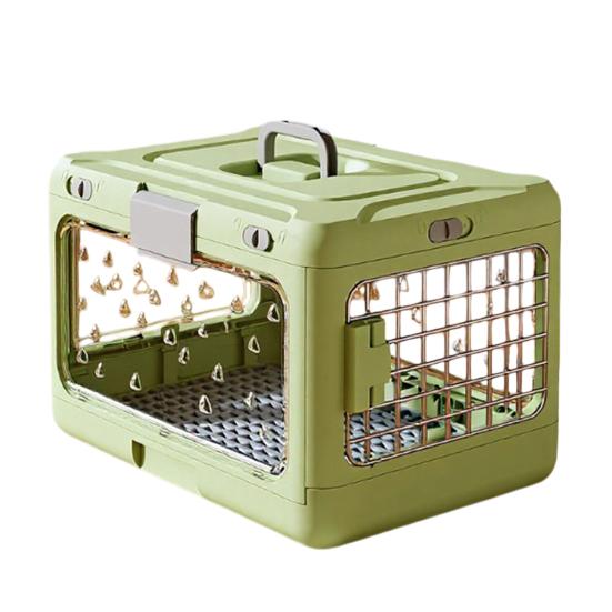 

Складная переноска для домашних животных, жесткая пластиковая переноска для кошек с поддоном для мочи, сетчатой решеткой, складной вольер для собак, для маленьких собак и кошек зелёный