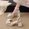 Fashion 2025 Women's Square Fashionable High Quality and Elegant Single Shoes Fashion Round Head Platform Hollow Heels