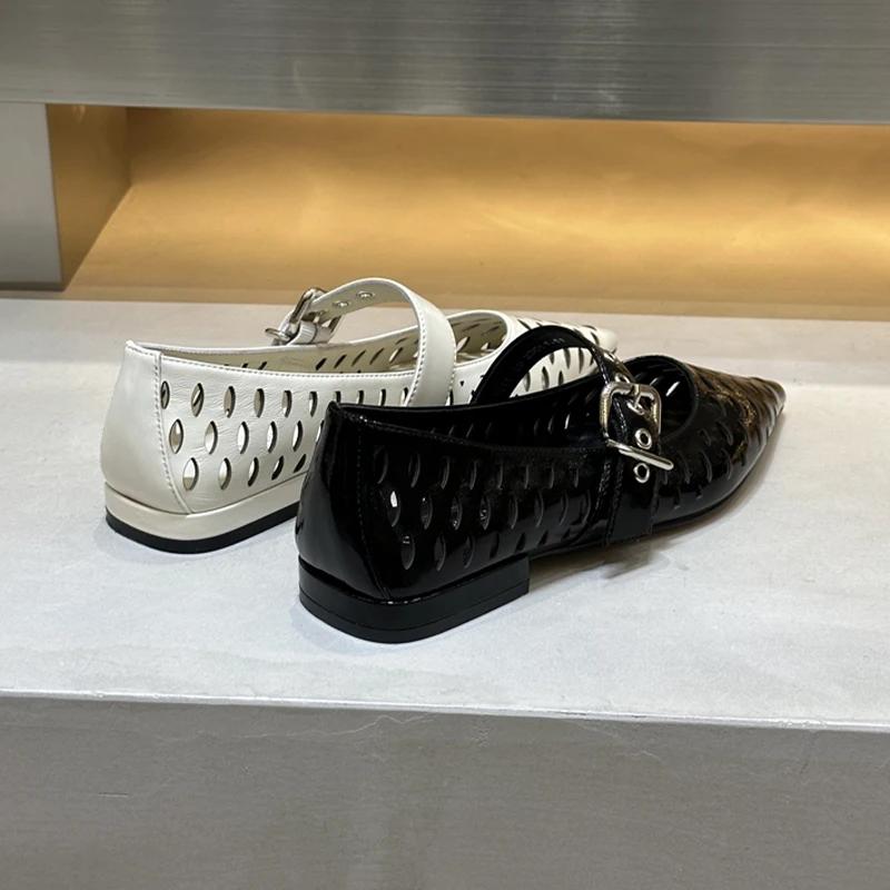 Fashion Pointed Toe Hollow Flats Women Shoes Summer Sandals New Trend Brand 2025 Sexy Party Shoes  Zapatillas De Mujer