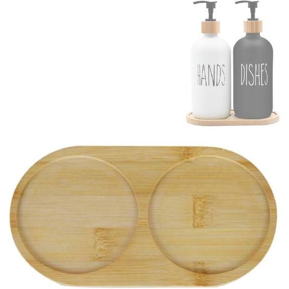 Bamboo soap Dispenser Tray, Bathroom Countertop Tray Kitchen Tray Bamboo T ray Sink T ray Dresser Jewelry Ring Dish, Comestic Holder Bathtub