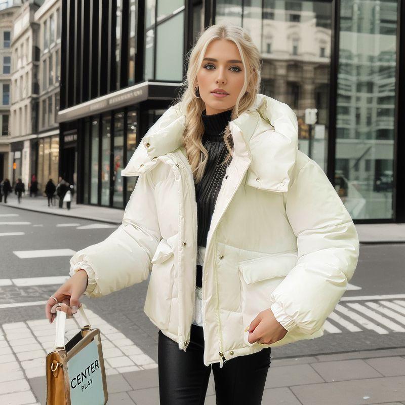 2026 YJKDYK Giacca Corta Invernale da Donna in Cotone Donna Taglia Larga 2 Tasche con Cappuccio Addensata Calda Cappotti Parka da Donna Colore Puro Top