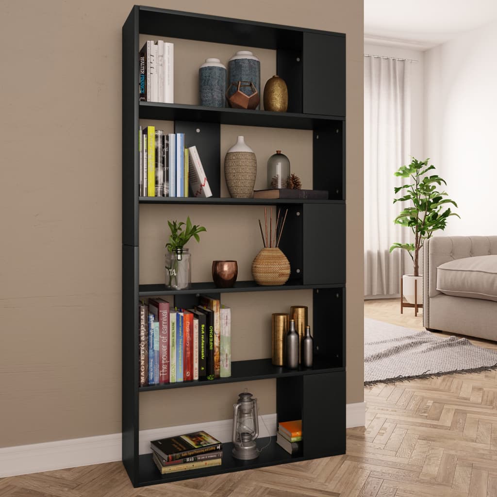 Bookshelf Room Divider Black 80 x 24 x 159 cm Engineered Wood