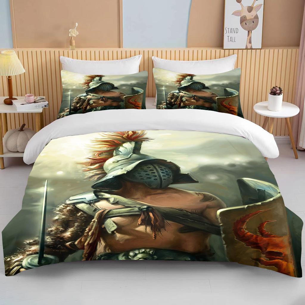 10 Sizes Cartoon Roman Gladiator Bedding Set Colorful Home Textile Duvet Covers Pillowcases Bedclothes Kids Gift Bedding Set