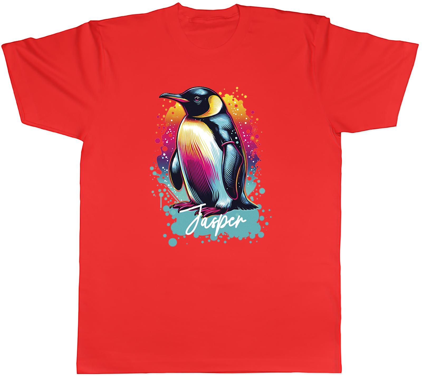 Personalised Any Name Pop Art Penguin Splatter Unisexs TShirt Tee Gift Top S