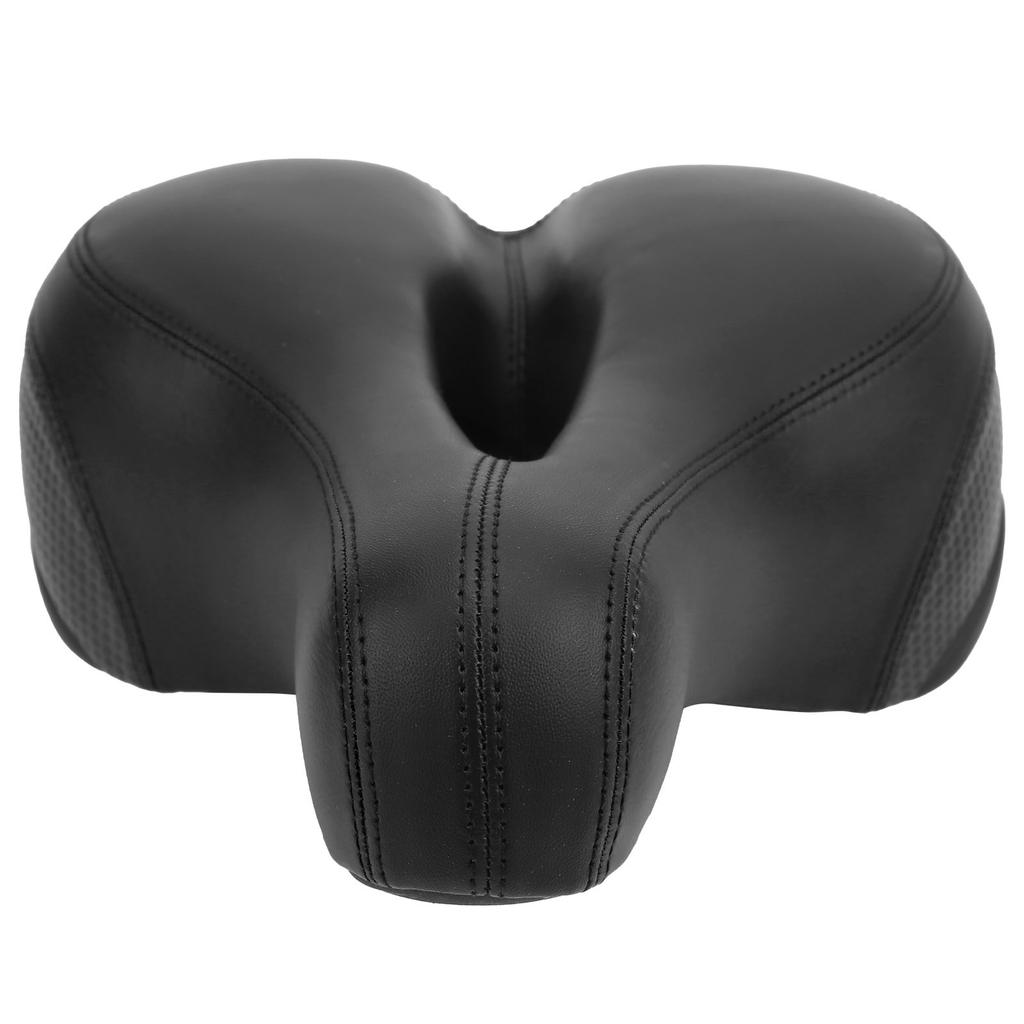 Mountain Bike Saddle Comfortable Microfiber Leather HollowCarved Spring Bike Saddle Seat(Black )