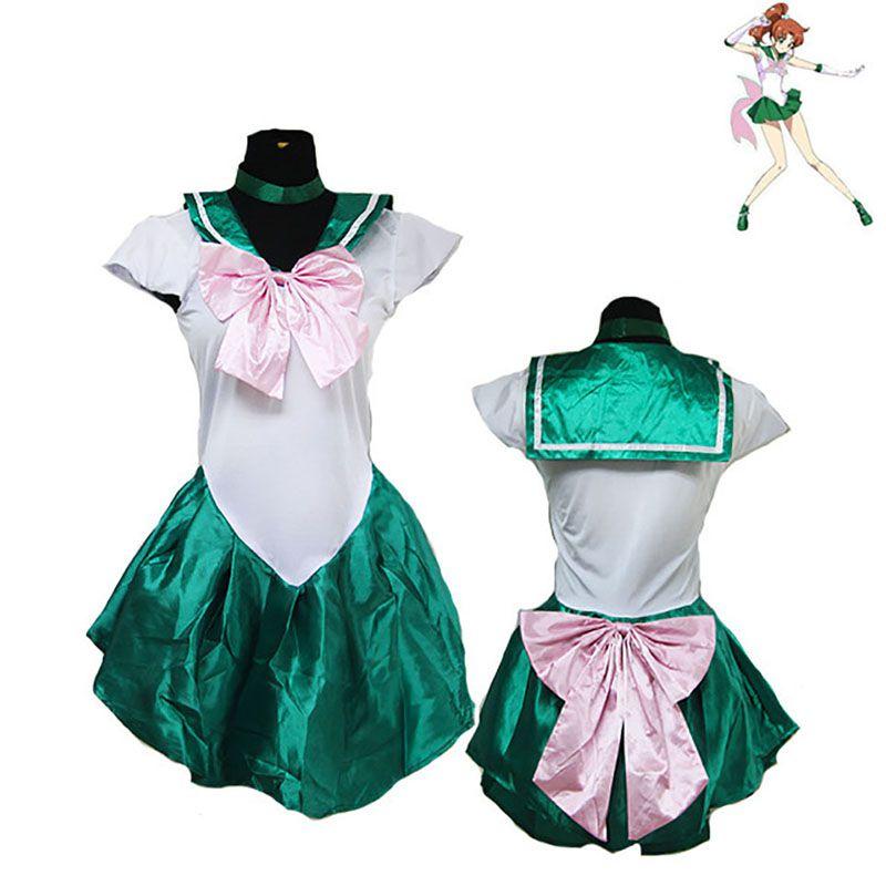 

Новый женский стиль одежды Костюм для косплея на Хэллоуин Плиссированное платье Green-Sailor Jupiter,XL