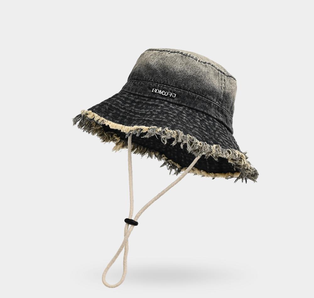 Damen Vintage Gewaschener Denim Fischerhut - Modische Fischerkappe mit Quastenrand für Frühling/Herbst 2025 Neu Outdoor Freizeit Retro