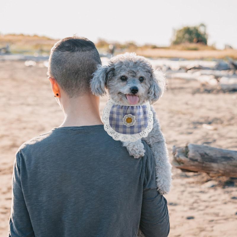 Pet Cotton Neckerchief Dog Drool Bib Lace Bandana Breathable Washable Puppy Apparel Small Dog Cat Flower Scarf Accessory