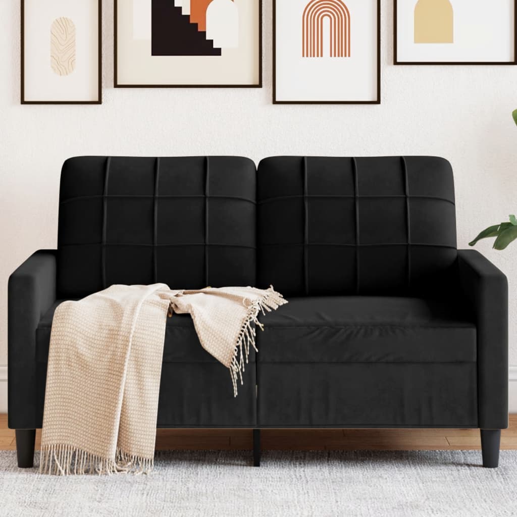Vidaxl Sofa 2-Osobowa, Czarna, 120 Cm, Tapicerowana Aksamitem