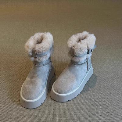 Damenpelz eine dicke Sohle erhöhend Winter leichte gepolsterte warme Schneestiefel rutschfest tragbar lässig Sport Baumwollstiefel
