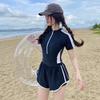 Costume da Bagno Intero da Donna Coprente Effetto Snellente Stile Sportivo Conservativo Primavera Estate Gamba Piatta Costume da Bagno Taglie Forti