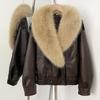 Autumn Winter New Leather Jacket for Women Fashion and Casual Versatile Fur Integrated Warm and Thick Winter Jacket