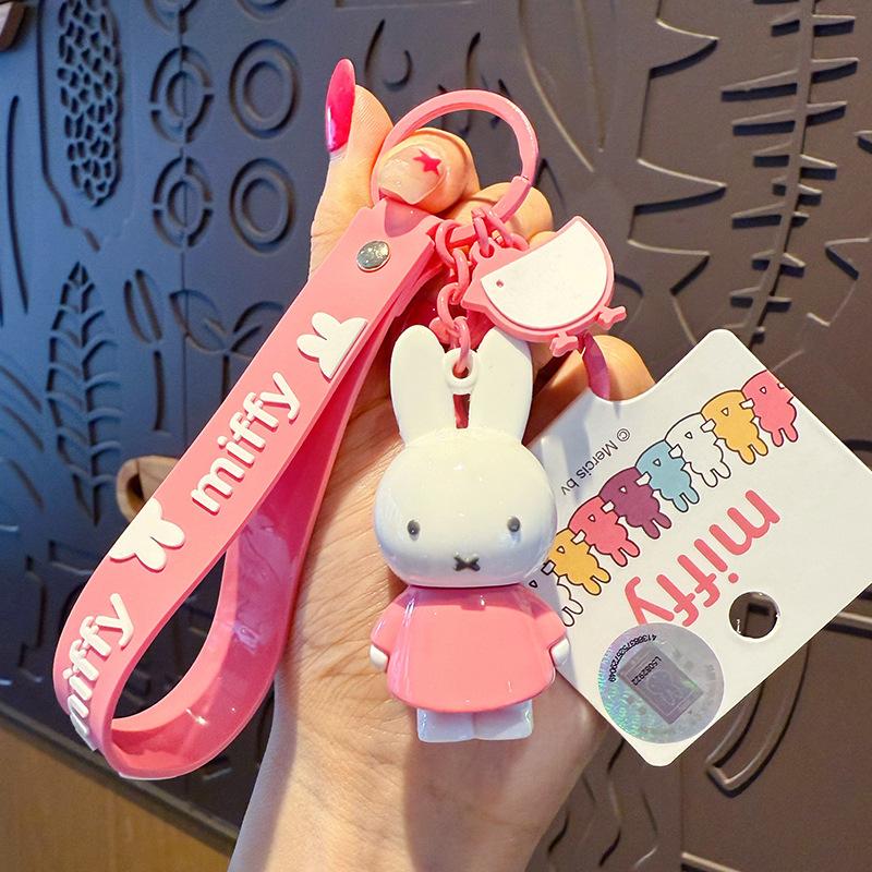 New Kawaii Miffy Rabbit Keychain Cartoon Couple Backpack Pendant Car Key Accessories Creative Festival Gifts