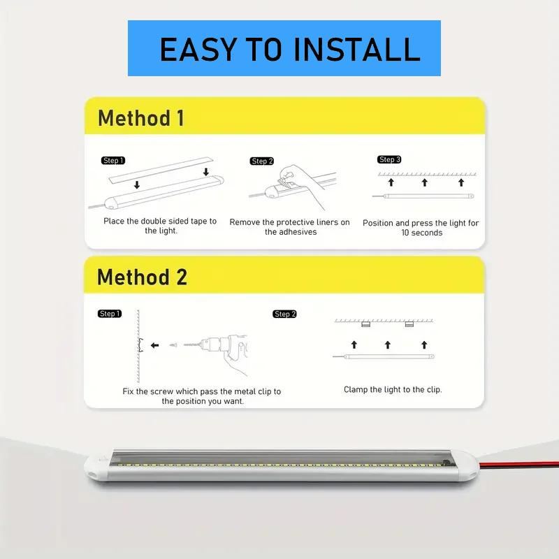 10W Vehicle Interior Light 12V/24V 1000 Lumen Car Cabin Reading Lamp Energy Efficient Durable for Camper Van Truck RVs Lorries