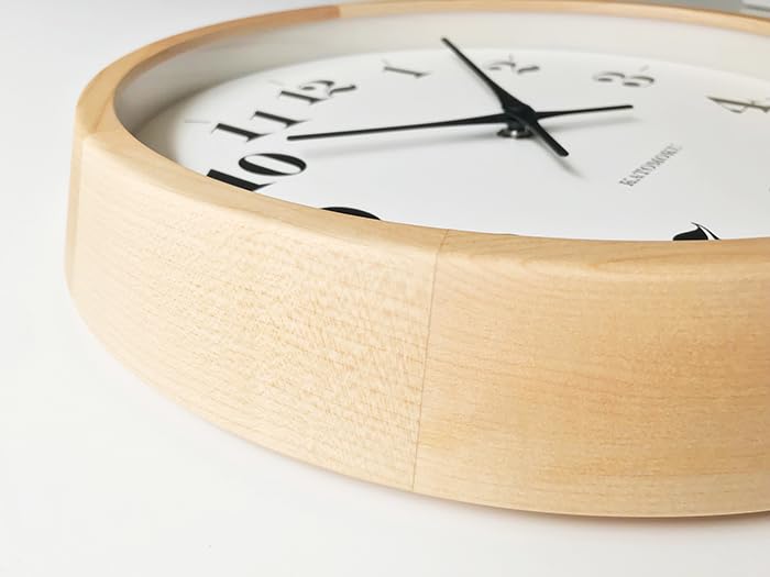 KATOMOKU Muku Round Wall Clock 12 Maple Wall Clock with Continuous Second Hand Movement H. km-98HM 306mm (quartz Clock)