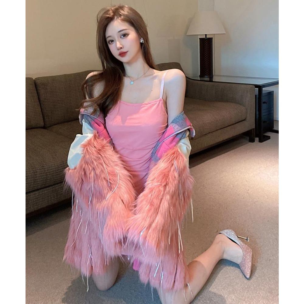 Winter New Imitation Fox Fur Imitation Raccoon Fur Plush Tassel Trendy Fur Mid-length Coat High-end Women's Clothing