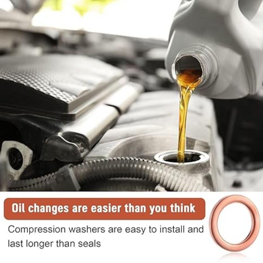 50 Pcs Oil Drain Plug Gasket Bulk, 14 mm Copper Oil Drain Plug Washer Gasket