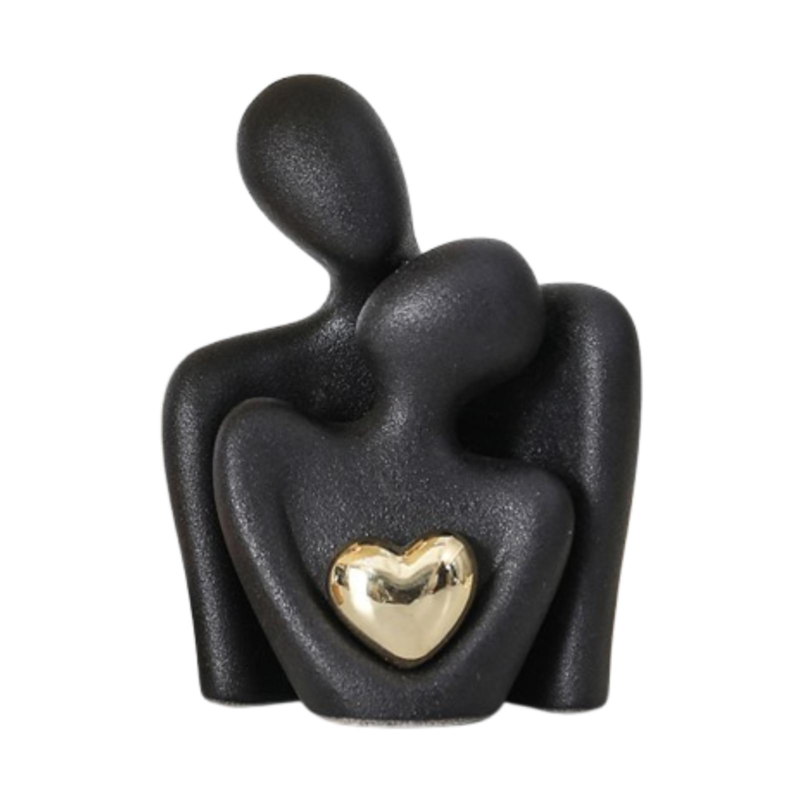 

Couple Figurine Abstract Design for Home, Ceramic Lovers Sculpture for Celebrations S чорний