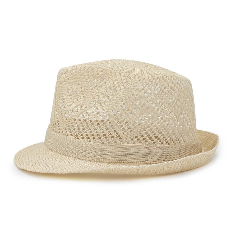 Hollow Out Breathable Shade Solid Color Men Beach Hat Sun Protection Spring Summer Outdoor Jazz Hat Straw Cap