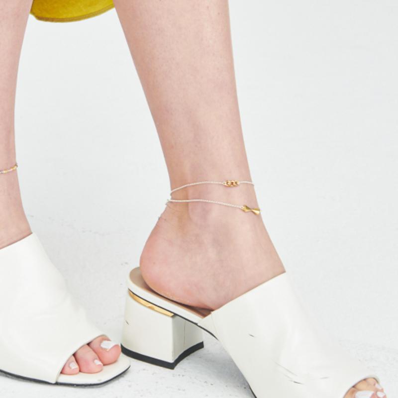 UNI.J Two-tone Point Chain Silver anklet Iak40 [Silver]