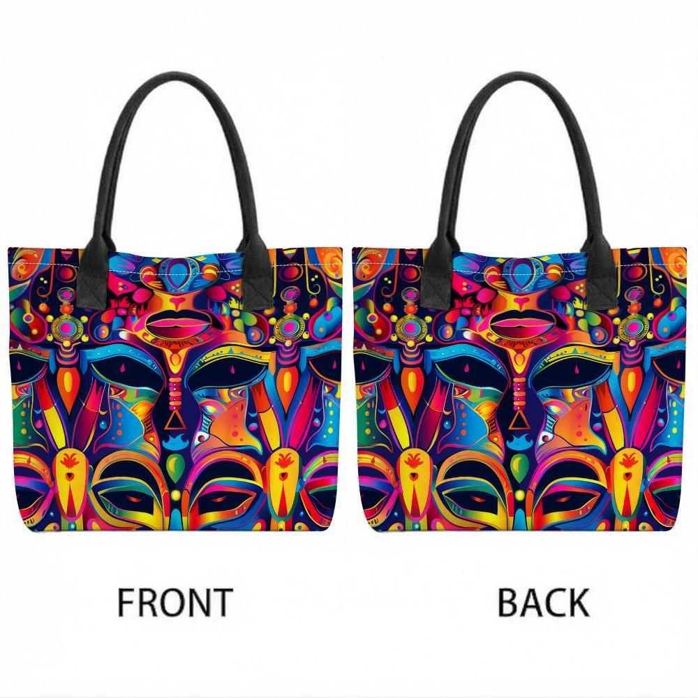 Colorful Tribal Print Tote Bag Large Capacity Casual Shoulder Bag for Daily Use Shopping Travel
