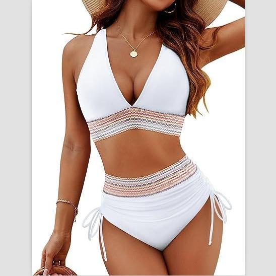 Summer Women Sexy Beachwear Bikini Set Two-Piece Color Block Strappy Swimsuit Swimwear Bathing Suit 17 Colors S-2XL