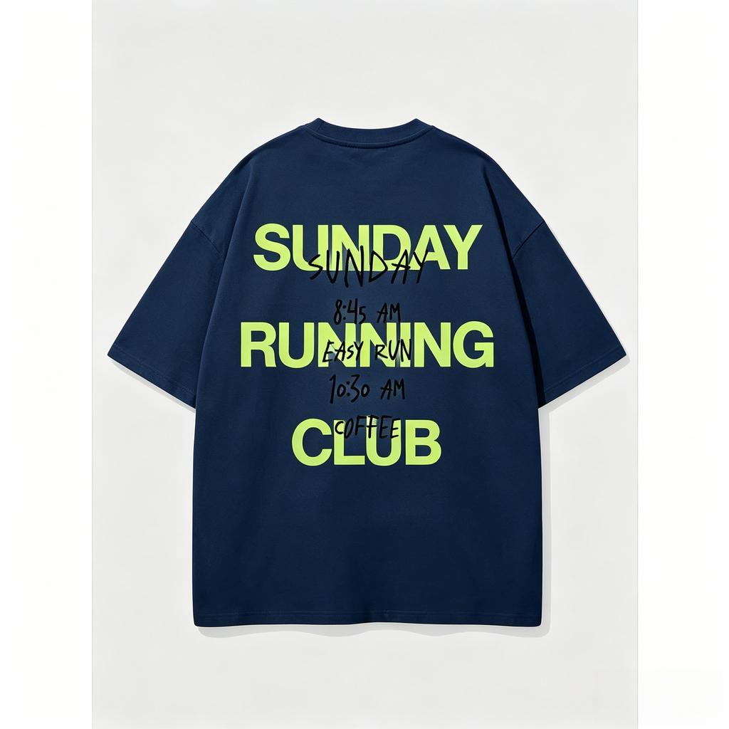 Sunday Running Club T-Shirt Unisex Easy Run Coffee Schedule Graphic Tee Streetwear Oversized Short Sleeve Casual Top