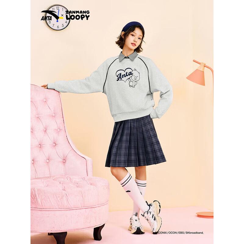 ANTA XLOOPY Co-branded Fleece-lined Crewneck Sweatshirt S