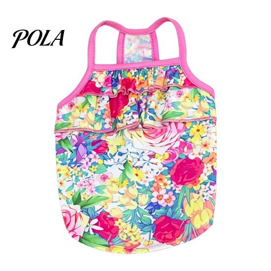 Breathable Dog Clothing Floral T-Shirt, Sleeveless Girl Shirt, Double-Layered Ruffle Double-layer Shirt Female Pet Outfit for Small Dogs Summer