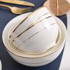 Ru Han Gold Rim Bone China Small Soup Bowls (4-Pack)